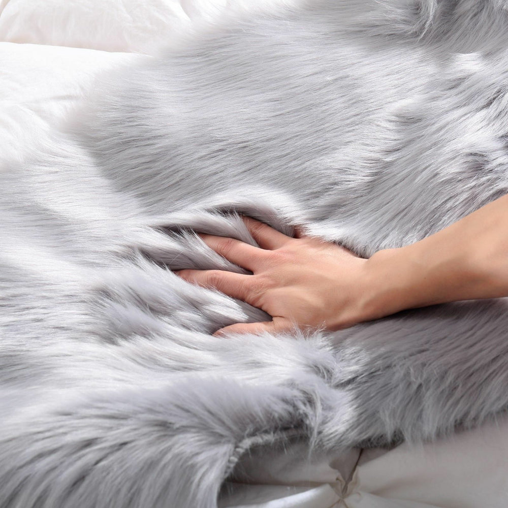 Reafort High Pile Super Soft Faux Sheepskin Rug, Chair Cover, Sofa Cover 20inx36